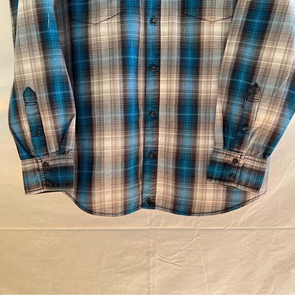 CODY JAMES Western Wear Blue Plaid Pearl Snap  Long Sleeve Shirt Size Medium - Picture 5 of 8